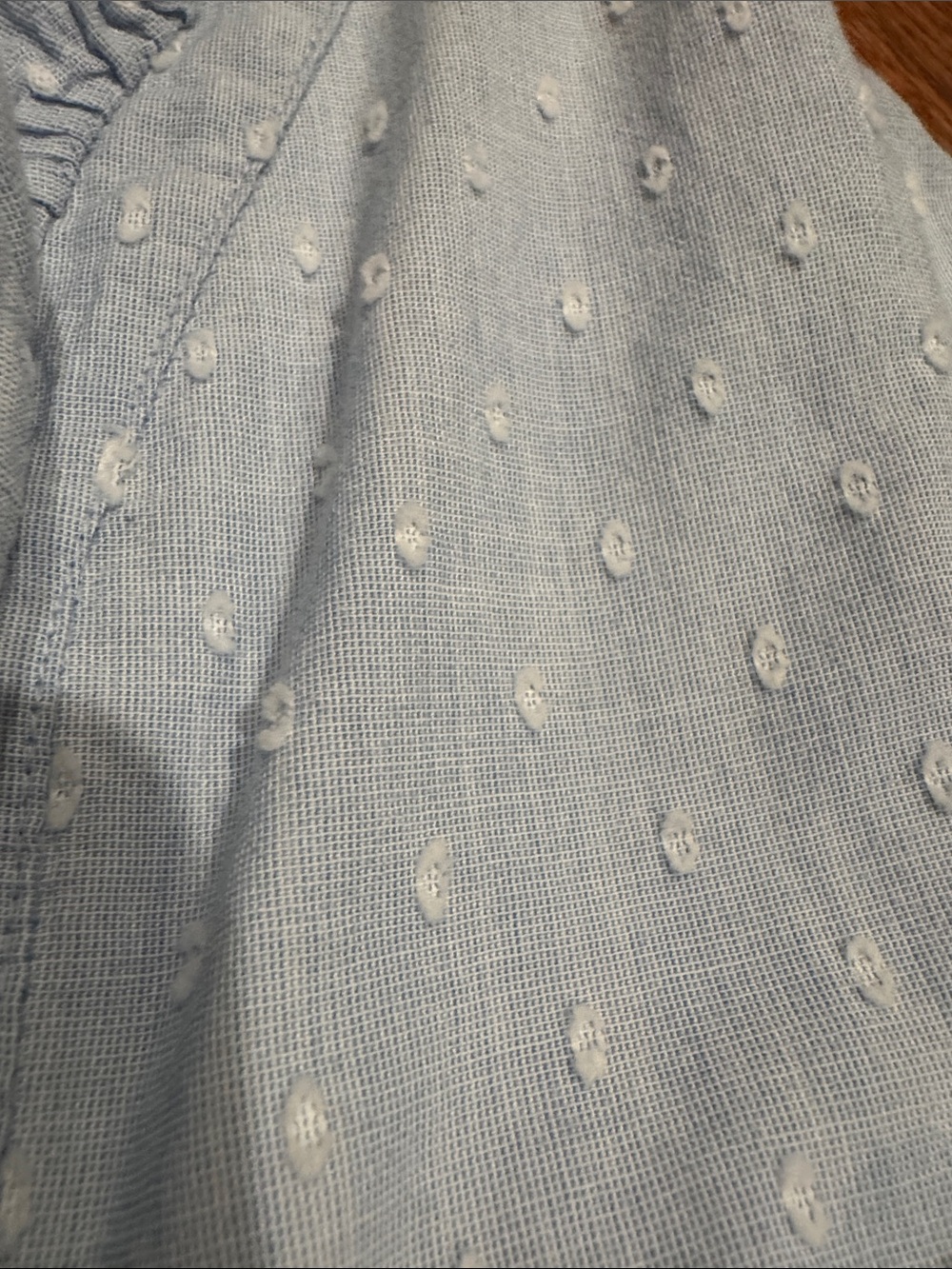 crown & ivy Pale Blue Ruffled Tiered Swiss Dot Sleeveless Top - Picture 3 of 5